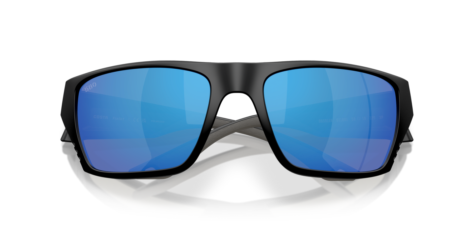 Costa Del Mar Polarised Sunglasses 06S9118 Finlet Matte Black w/ Blue Mirror 580G