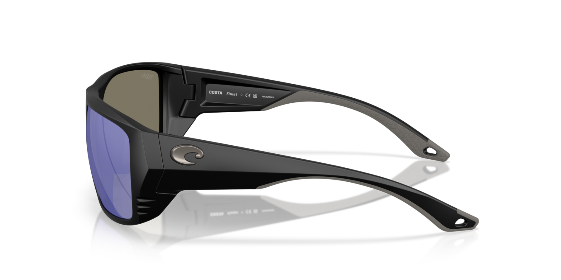 Costa Del Mar Polarised Sunglasses 06S9118 Finlet Matte Black w/ Blue Mirror 580G