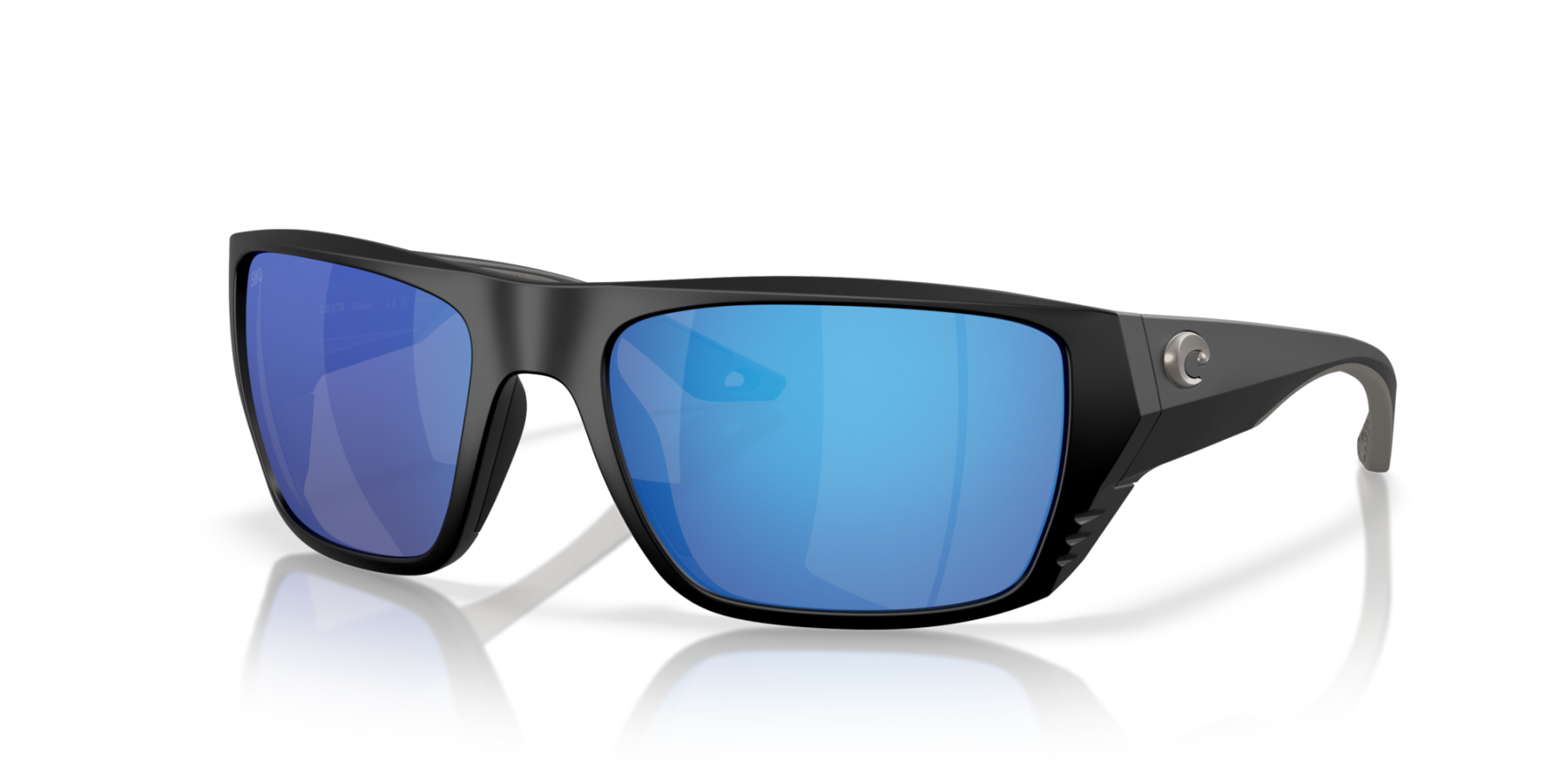 Costa Del Mar Polarised Sunglasses 06S9118 Finlet Matte Black w/ Blue Mirror 580G