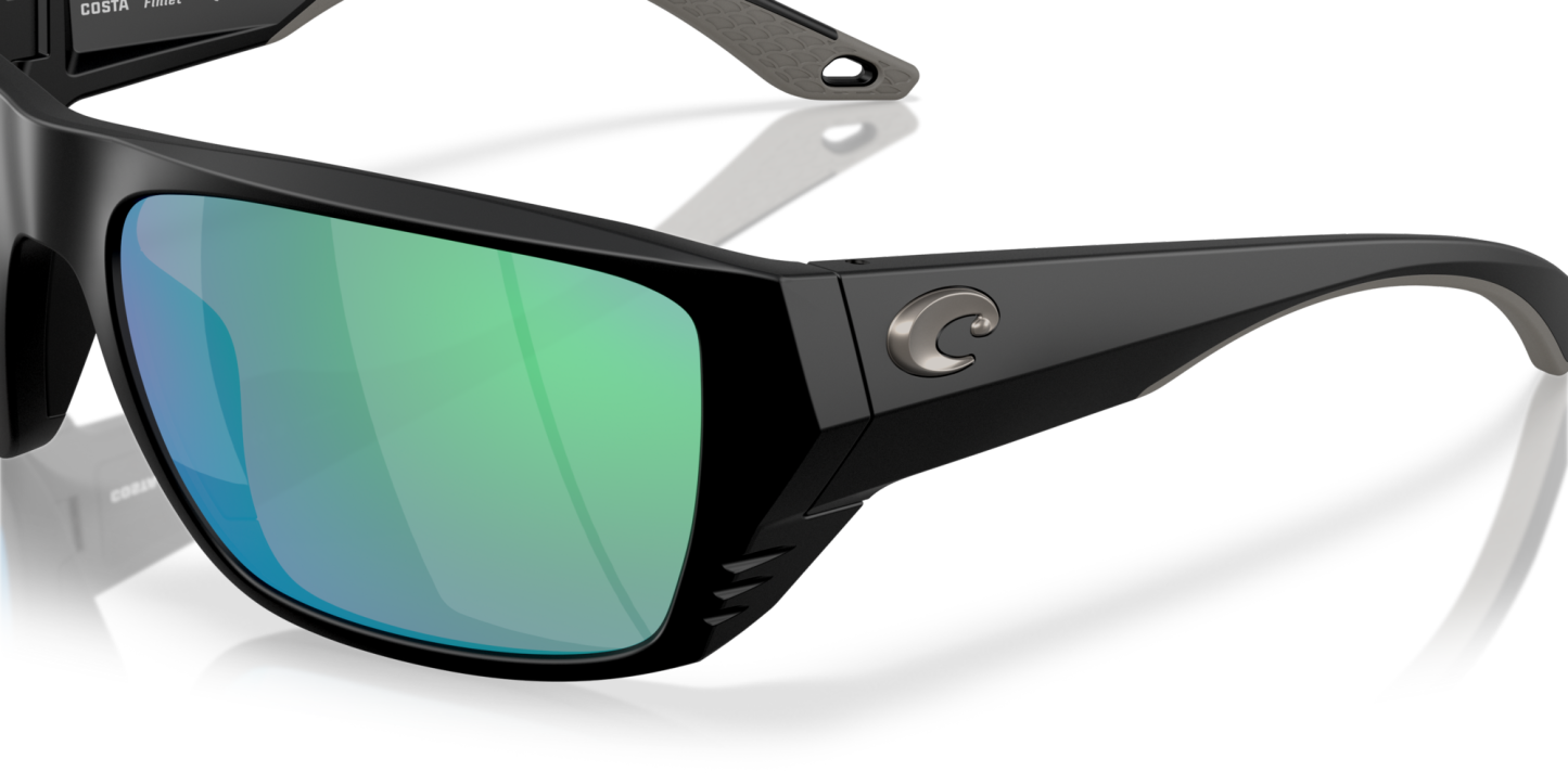 Costa Del Mar Polarised Sunglasses 06S9118 Finlet Matte Black w/ Green Mirror 580G