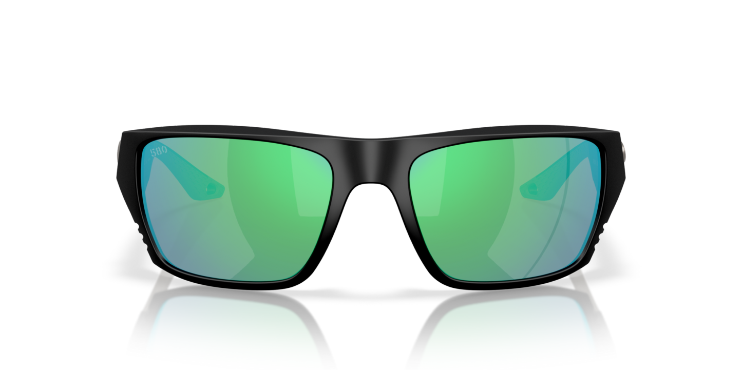 Costa Del Mar Polarised Sunglasses 06S9118 Finlet Matte Black w/ Green Mirror 580G