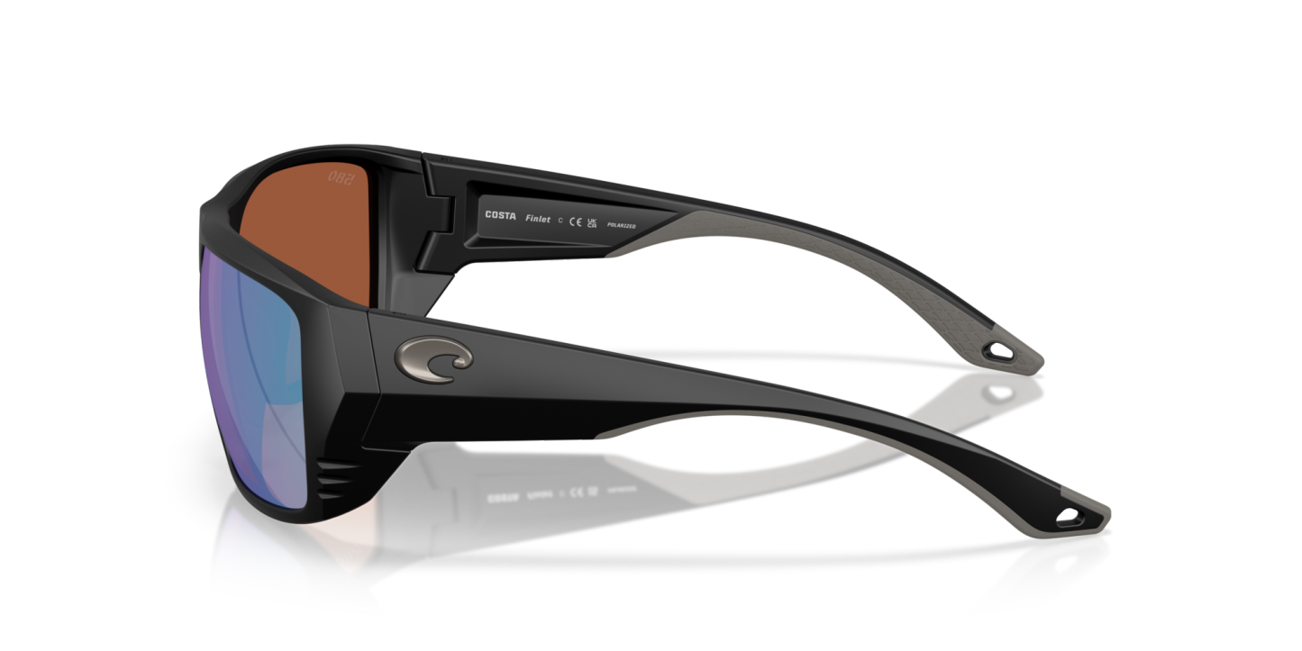 Costa Del Mar Polarised Sunglasses 06S9118 Finlet Matte Black w/ Green Mirror 580G