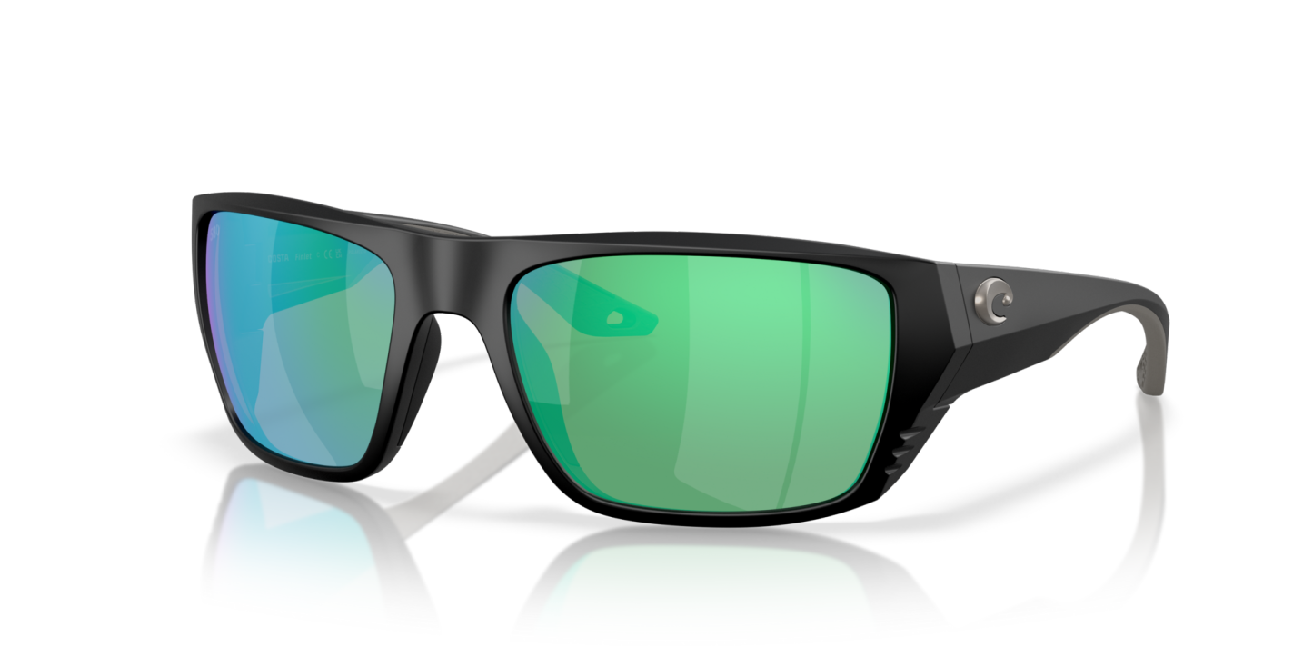 Costa Del Mar Polarised Sunglasses 06S9118 Finlet Matte Black w/ Green Mirror 580G