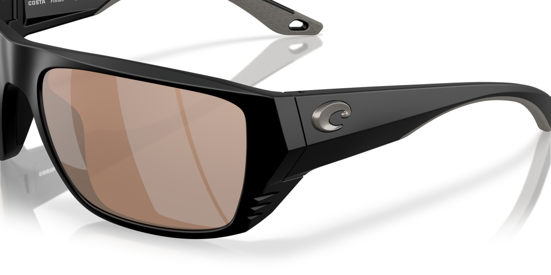 Costa Del Mar Polarised Sunglasses 06S9118 Finlet Matte Black w/ Copper Silver Mirror 580G