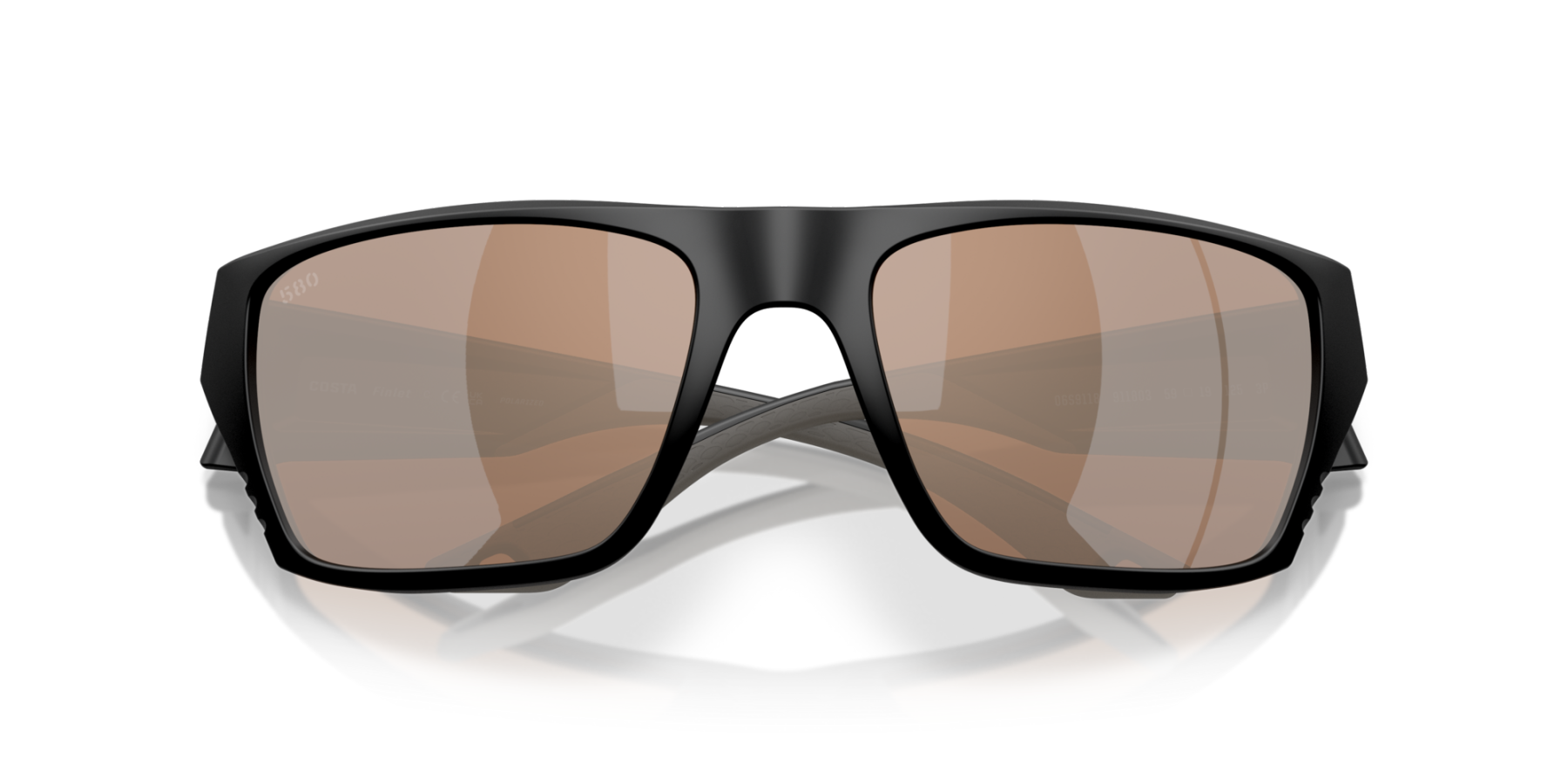 Costa Del Mar Polarised Sunglasses 06S9118 Finlet Matte Black w/ Copper Silver Mirror 580G