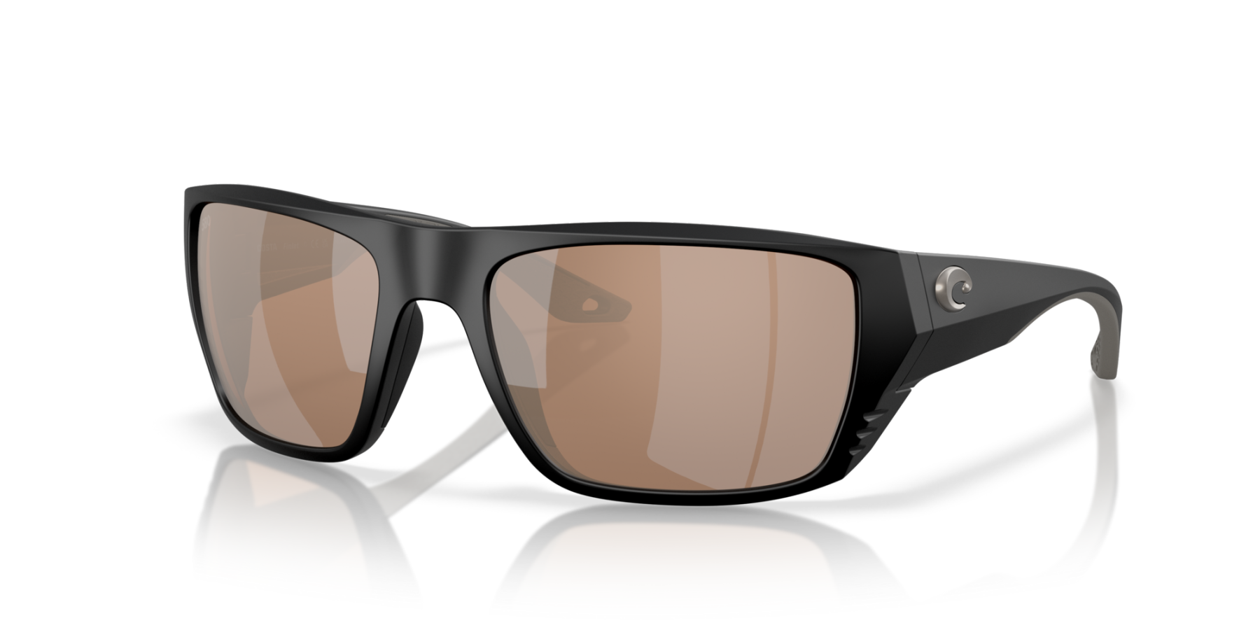 Costa Del Mar Polarised Sunglasses 06S9118 Finlet Matte Black w/ Copper Silver Mirror 580G