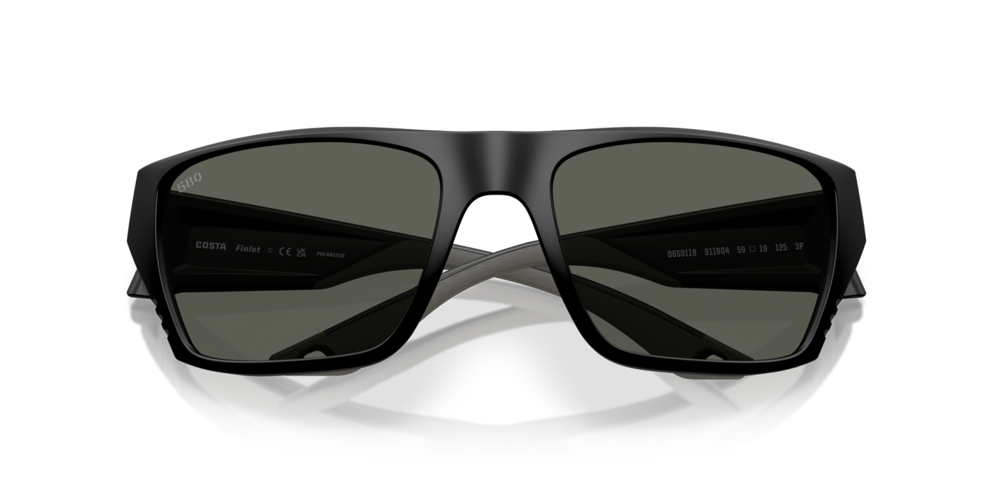 Costa Del Mar Polarised Sunglasses 06S9118 Finlet Matte Black w/ Gray 580G