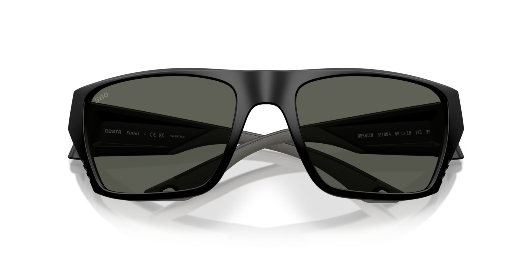 Costa Del Mar Polarised Sunglasses 06S9118 Finlet Matte Black w/ Gray 580G