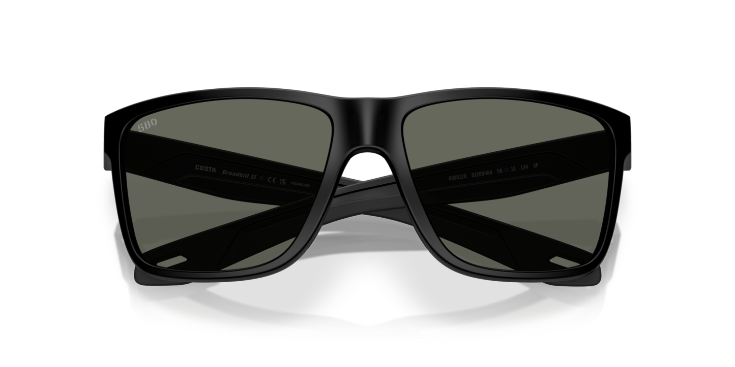 Costa Del Mar Polarised Sunglasses 06S9120 Broadbill II Matte Black w/ Gray 580G