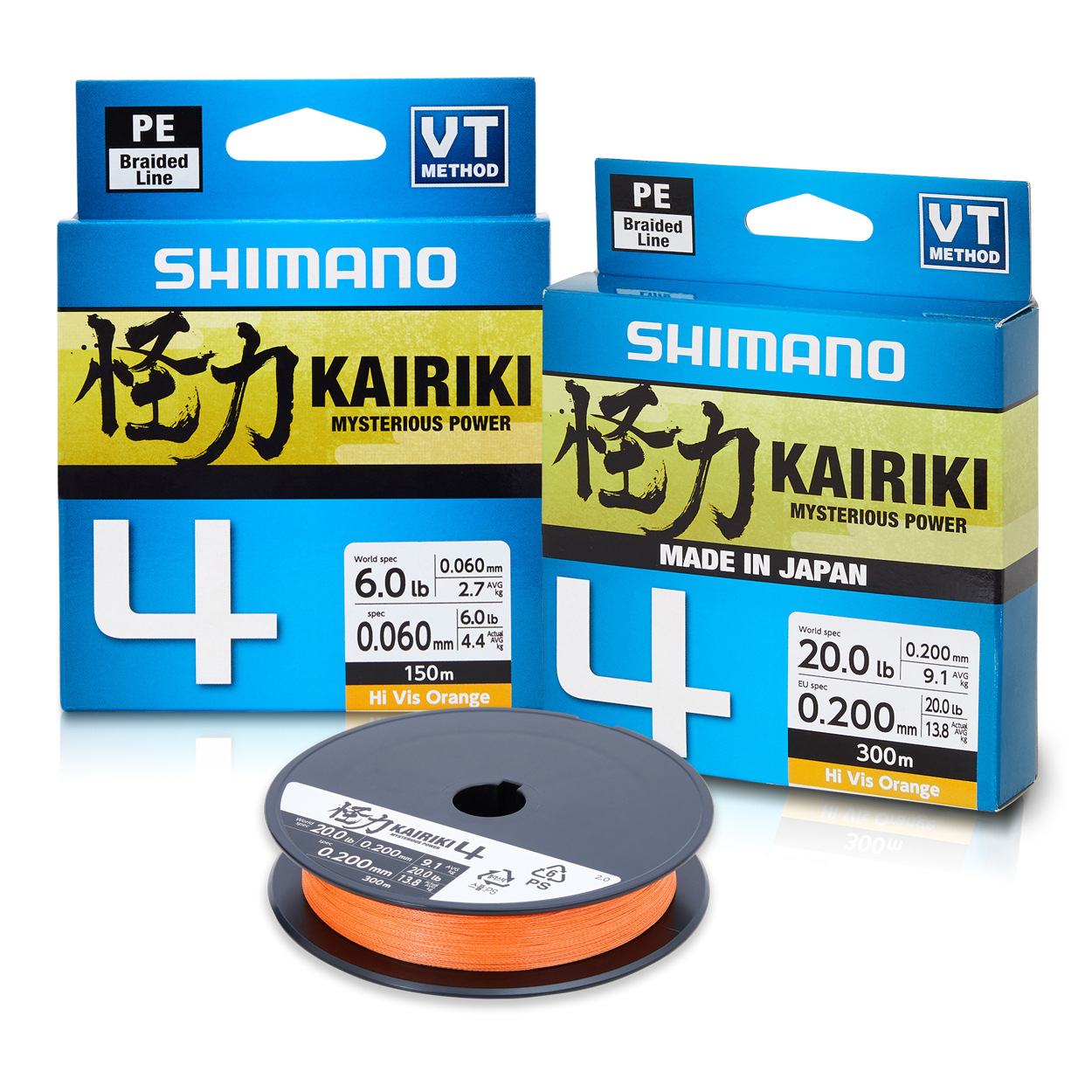 Shimano Kairiki 4 Strand 150m Hi Vis Orange Braided Fishing Line-Otto's  Tackle World