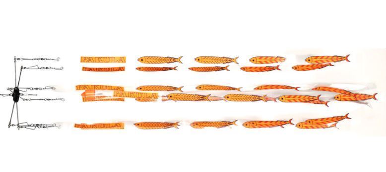 Pakula 12 inch Dredge 7 Drop Bar with 6 Single and 1 Triple BRAD J Strips-Otto's  Tackle World