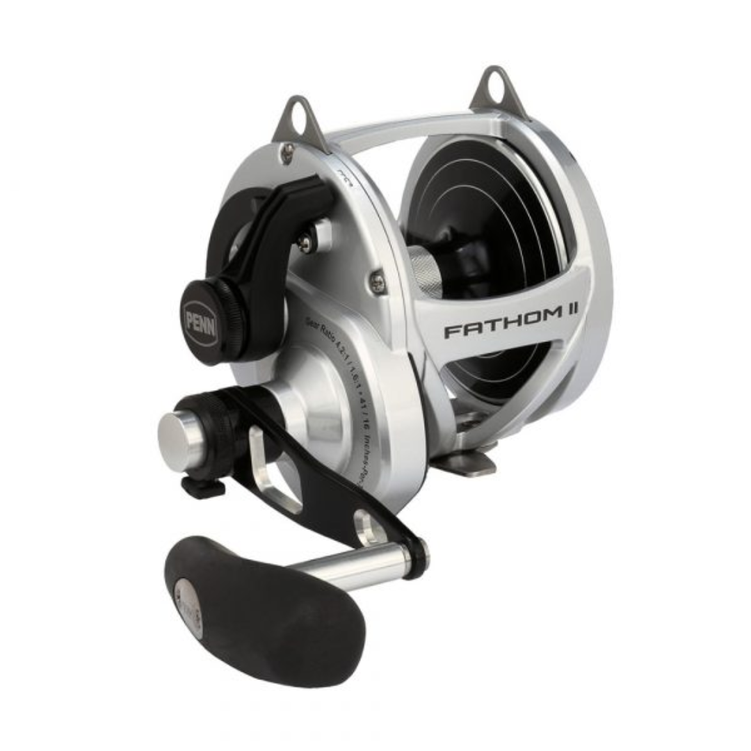 Penn Fathom II 25NLD2Â Black/Silver Lever Drag 2 Speed Overhead Fishing Reel