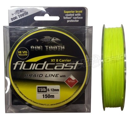 Dog Tooth Fluidcast X8 Teflon Hi-Vis Yellow 150m Braided Fishing Line-Otto's  Tackle World