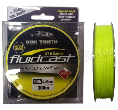 Dog Tooth Fluidcast X8 Teflon 300m Hi-Vis Yellow 300m Braided Line Fishing Line-Otto's  Tackle World