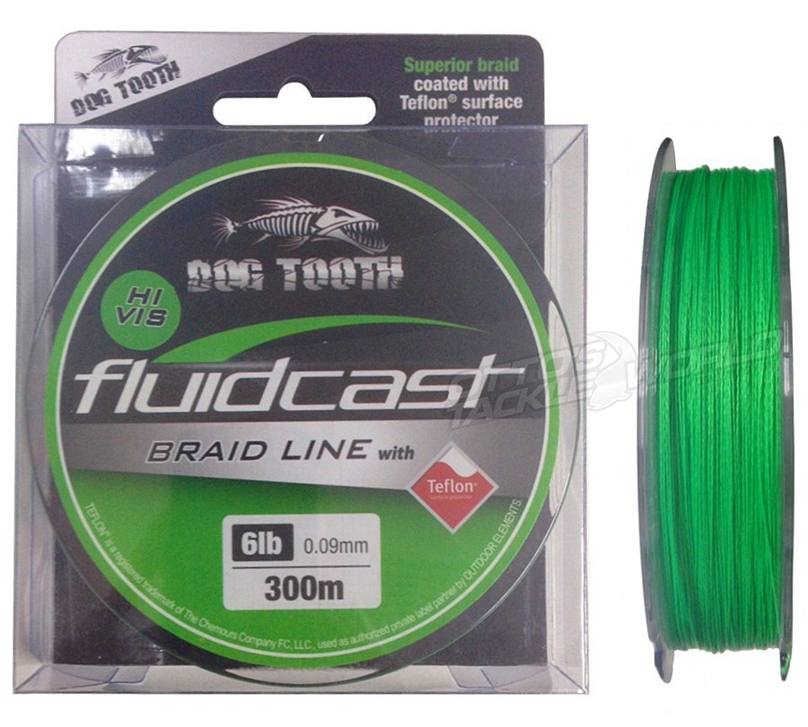 Dog Tooth Fluidcast X4 Teflon Hi-Vis Green 300m Braided Fishing Line-Otto's  Tackle World