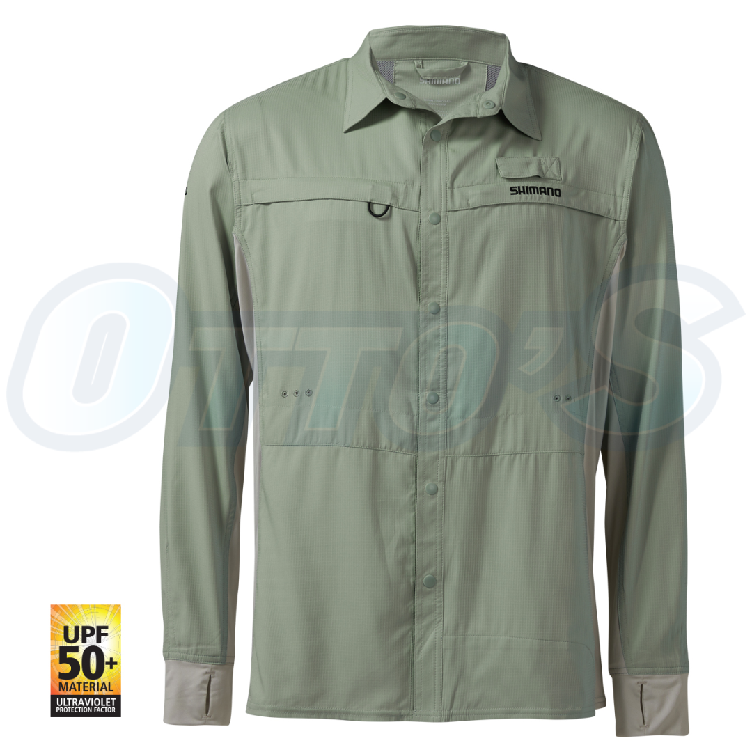 22 Shimano Pro Stretch Vented Seafoam Long Sleeve Fishing Shirt-Otto's  Tackle World