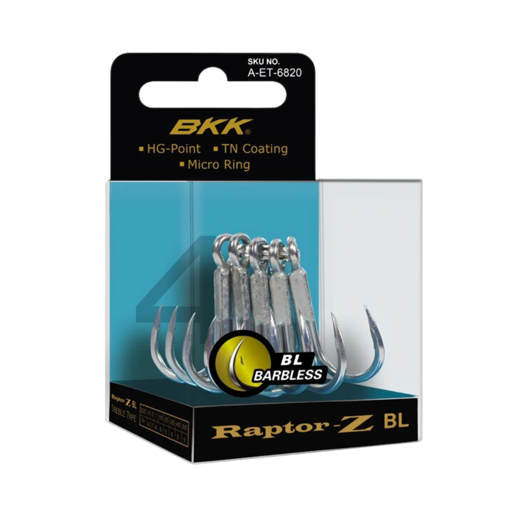 BKK Raptor Z-BL Barbless Treble Fishing Hooks 