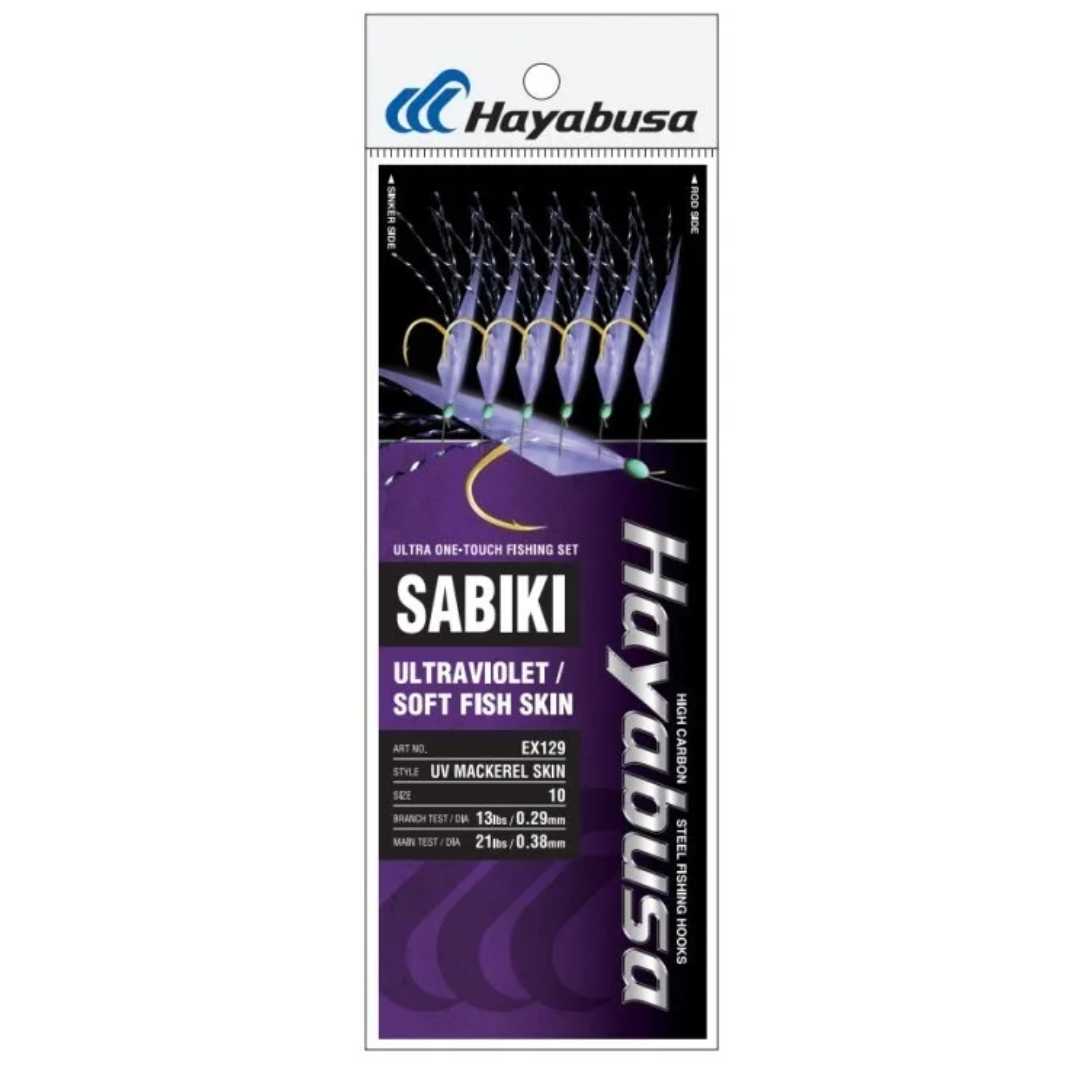 Hayabusa Sabiki Bait Jigs EX129 Ultraviolet UV Mackerel Skin / Soft Fish Skin