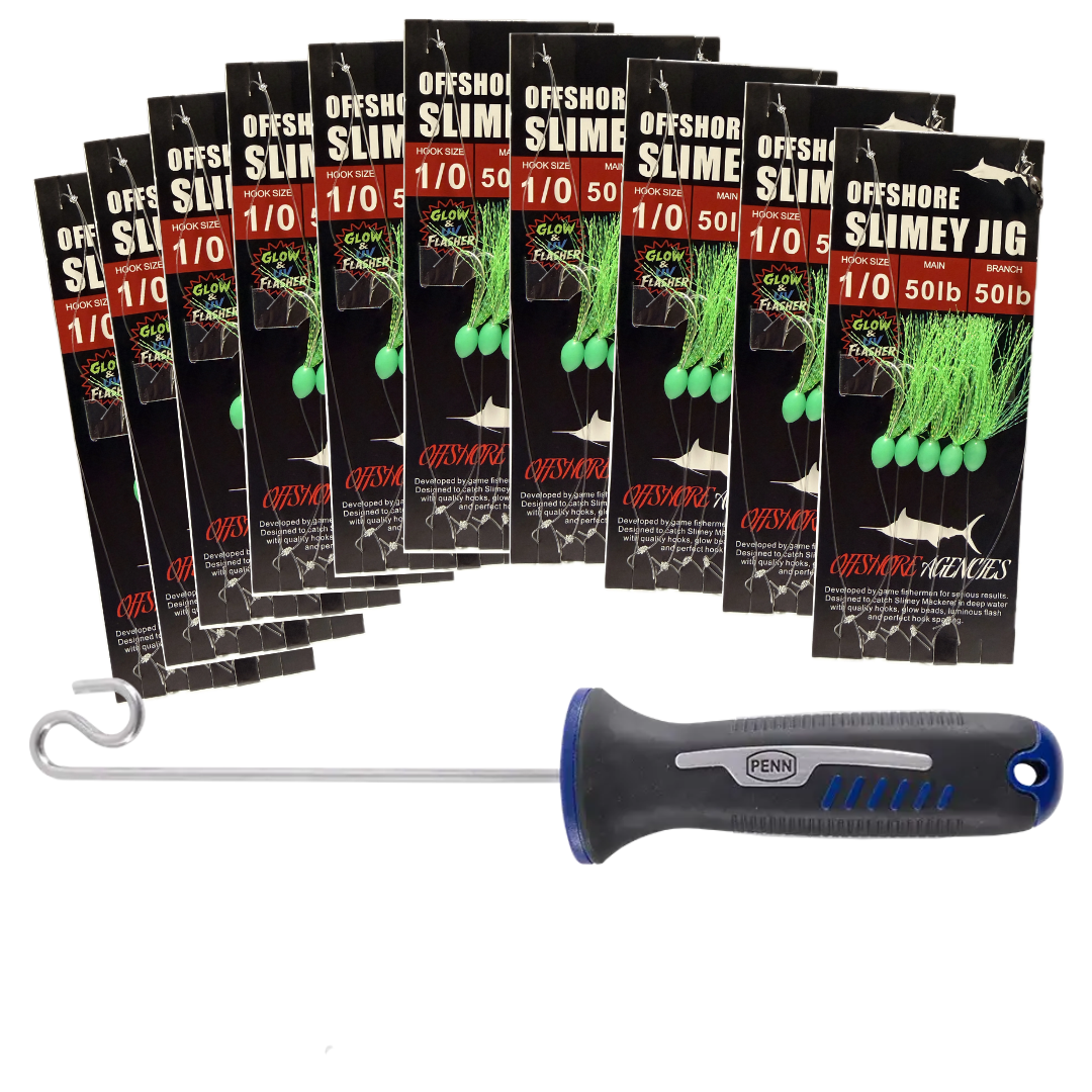 Slimy Mackerel GREEN 10pk Sabiki + Dehookers