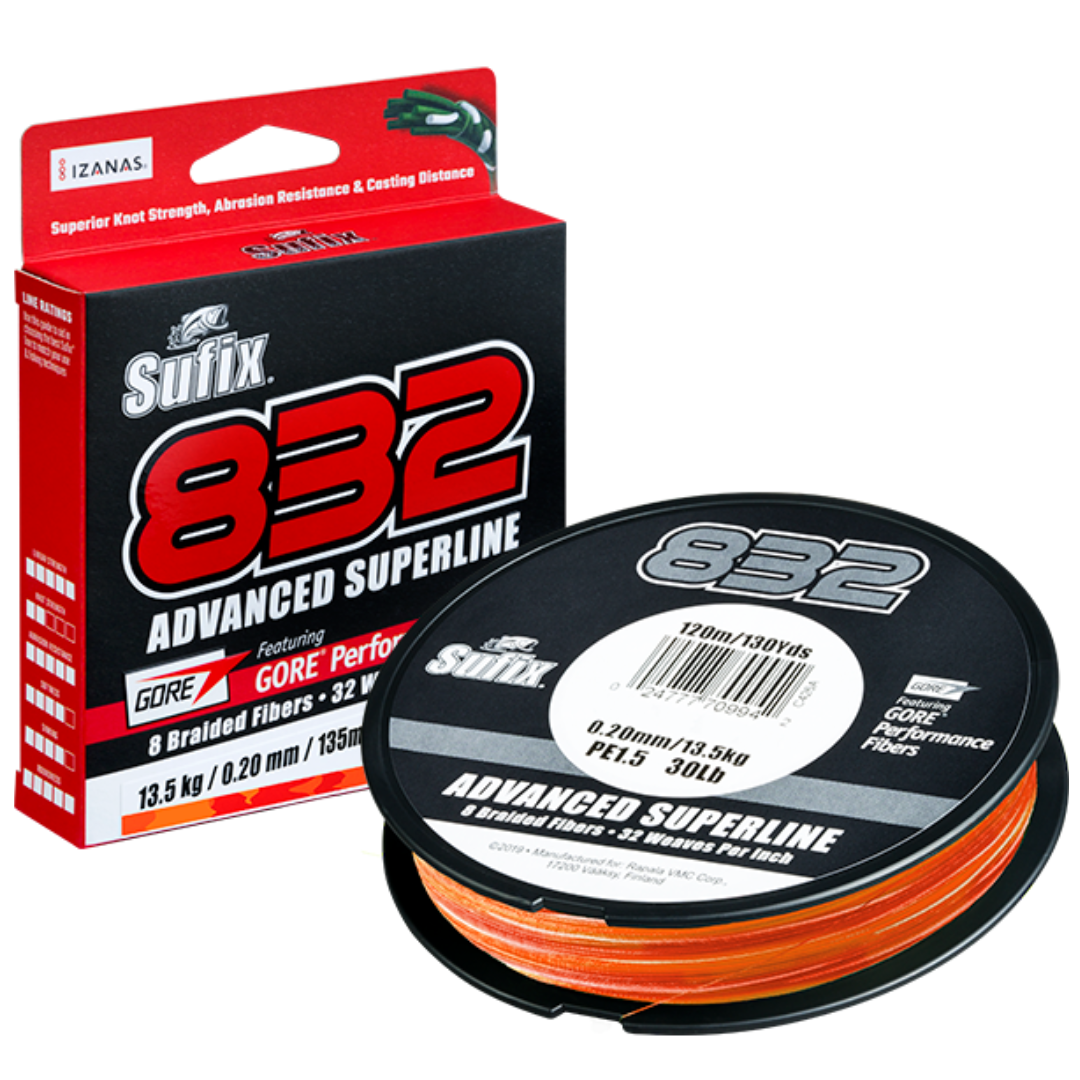 Sufix 832 Advanced 300yd Fire Camo Lime Braided Fishing Line 