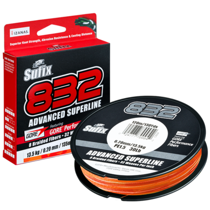 Sufix 832 Advanced 300yd Fire Camo Lime Braided Fishing Line 