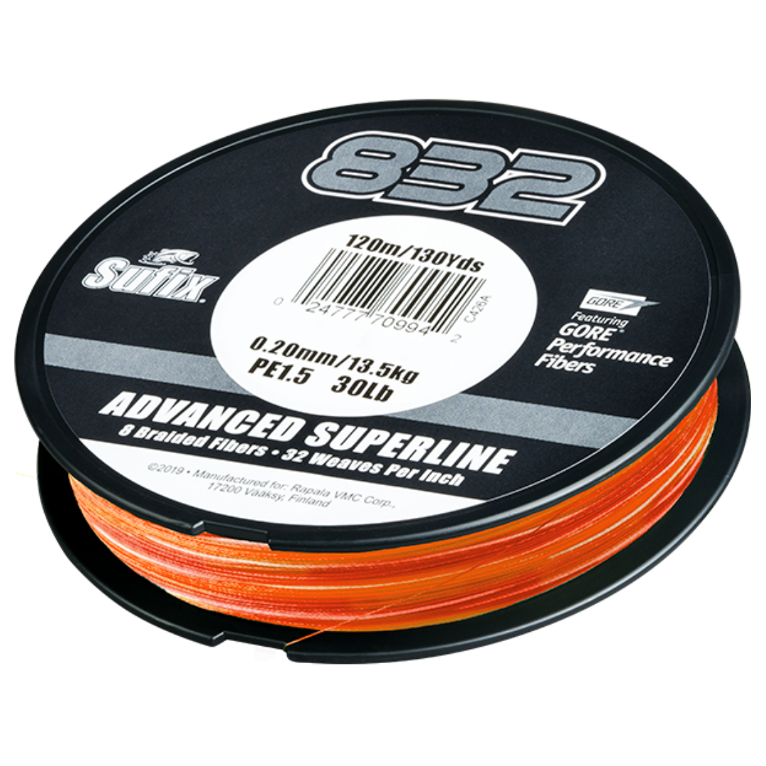 Sufix 832 Advanced 300yd Fire Camo Lime Braided Fishing Line 