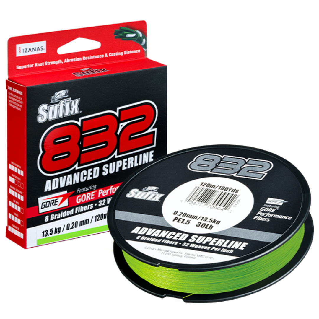 Sufix 832 Advanced 150yd Superline Neon Lime Braided Fishing Line