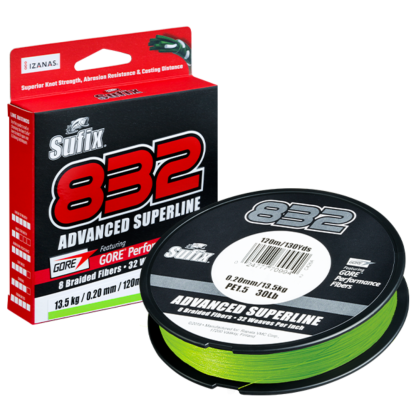 Sufix 832 Advanced 150yd Superline Neon Lime Braided Fishing Line 