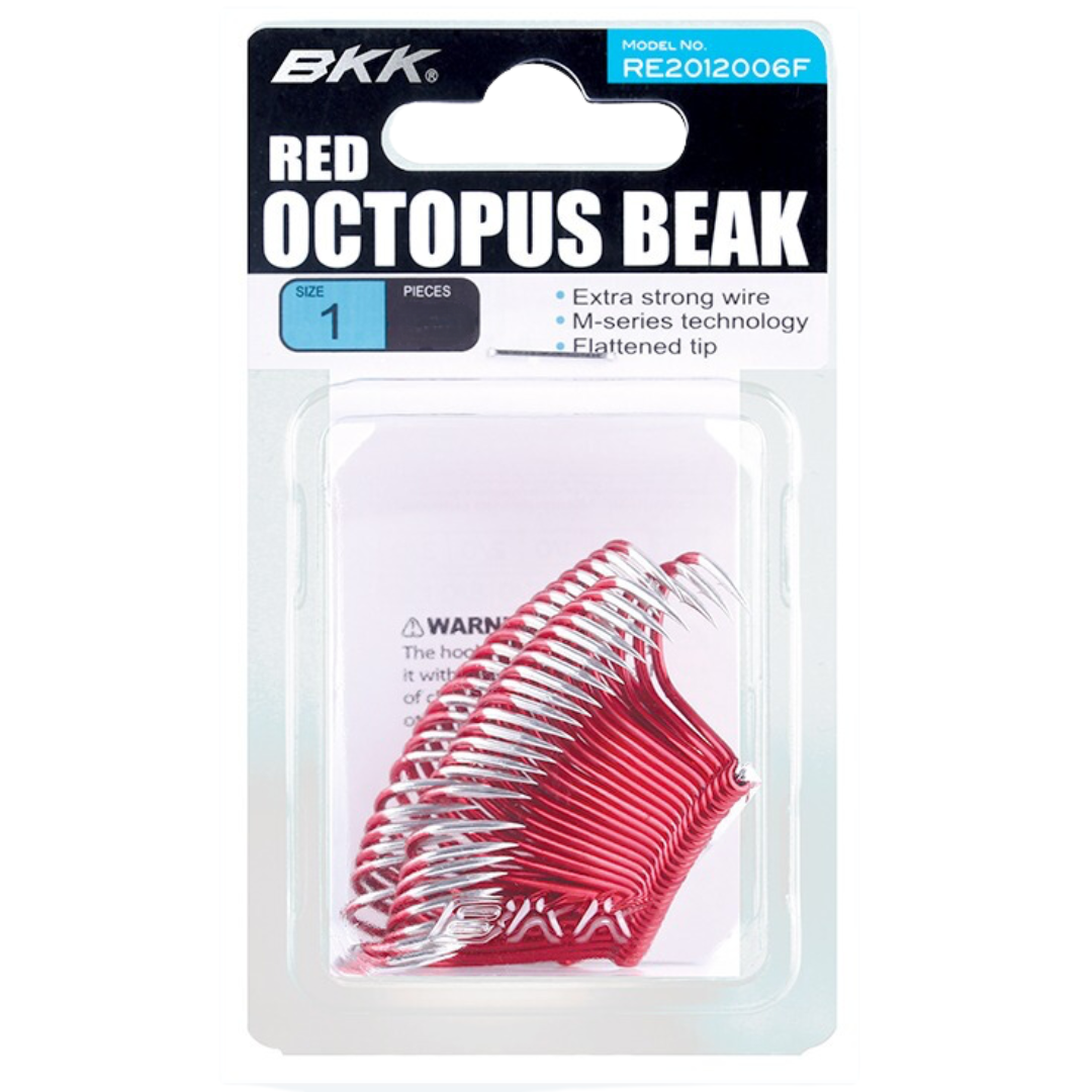 BKK Red Octopus Beak Fishing Hooks 25 pack