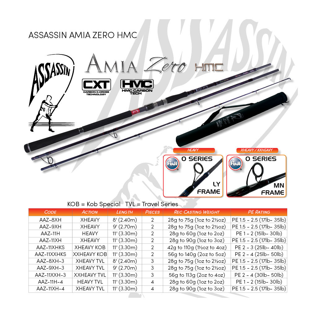 Assassin Amia Zero Travel 9ft / Pe 2.5-2.5 / 3 pce / AAZ-9XH-3 Spinning Fishing Rod-Otto's Tackle World