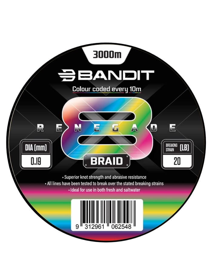 Bandit Renegade X8 Bulk Braid 3000m Multi Colour 