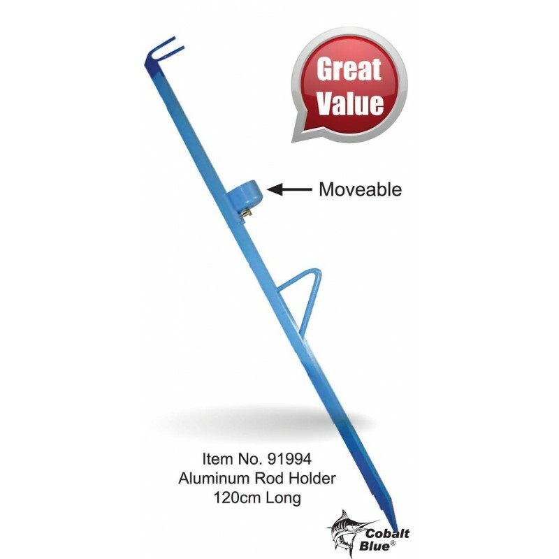 Cobalt Blue Aluminium Adjustable Fishing Rod Holder Beach Spike 80cm - MAY INCUR ADDITIONAL POSTAGE