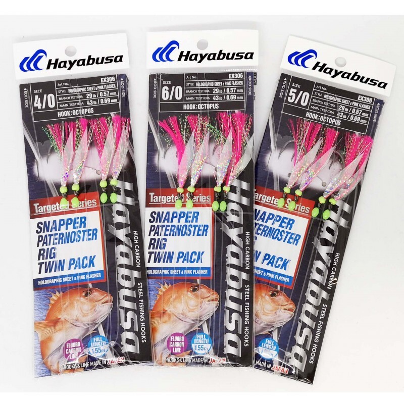 Hayabusa Snapper Paternoster Flasher Rig Twin Pack EX306 EX307 EX308 EX309-Otto's  Tackle World