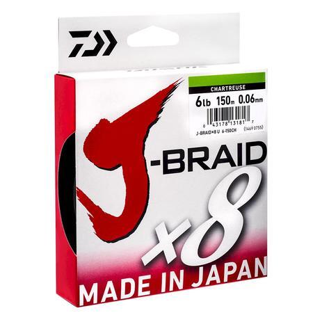 Daiwa J Braid x8 150 m Chartreuse Braided Fishing Line-Otto's  Tackle World