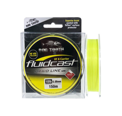 Dog Tooth Fluidcast X8 Teflon Hi-Vis Yellow 150m Braided Fishing Line-Otto's  Tackle World