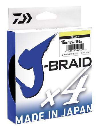 Daiwa J Braid x4 135 m Yellow Braided Fishing Line-Otto's  Tackle World