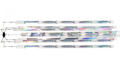 Pakula 12 Inch Garfish Flash Single Strips Dredge Teaser Rigged