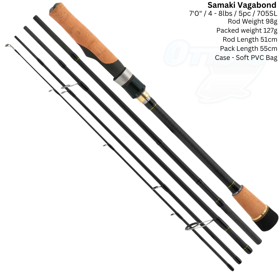 Samaki Vagabond Spinning 5pc Travel Fishing Rod 