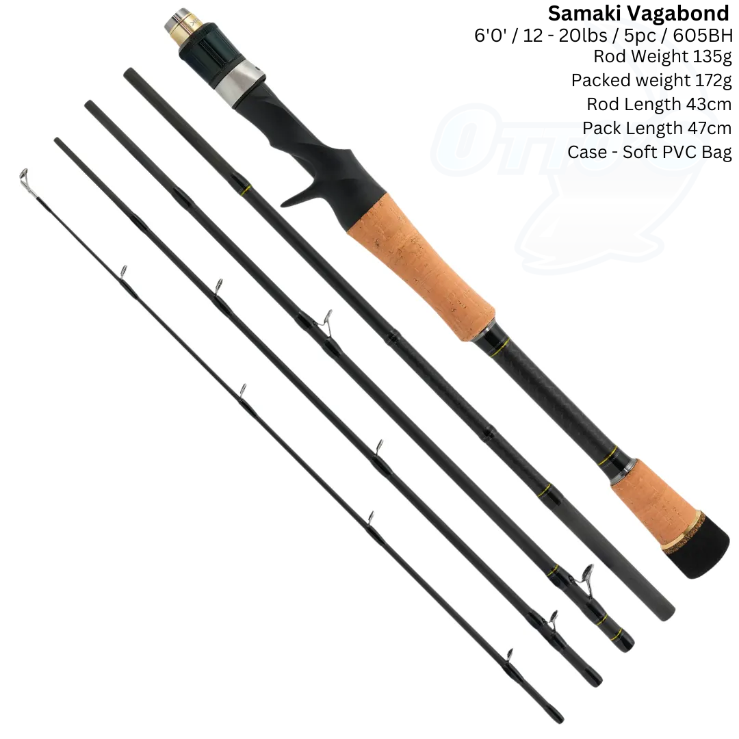Samaki Vagabond Baitcast 5pc Travel Fishing Rod 