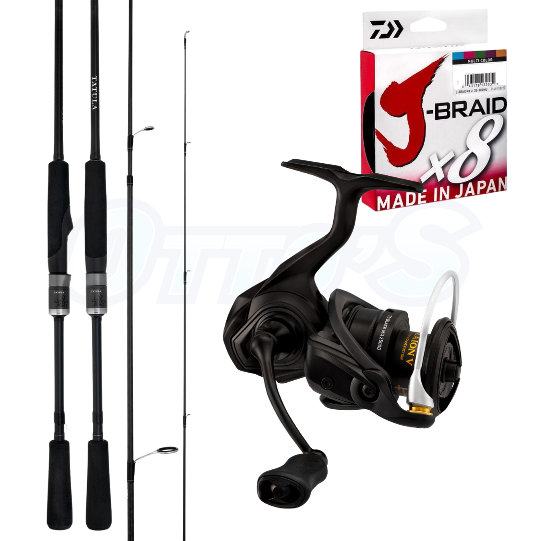 Daiwa TD Black and Tatula XT Flathead Soft Plastic and Hardbody Spinning Fishing Combo