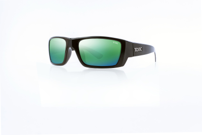 Tonic Sunglasses Rise Shiny Blk Glass Mirror Green G2 Slicelens