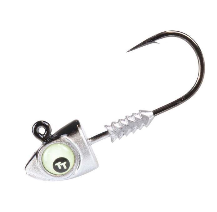 TT Lures Big Eyez Silver Black Back Glow Eyez Jighead