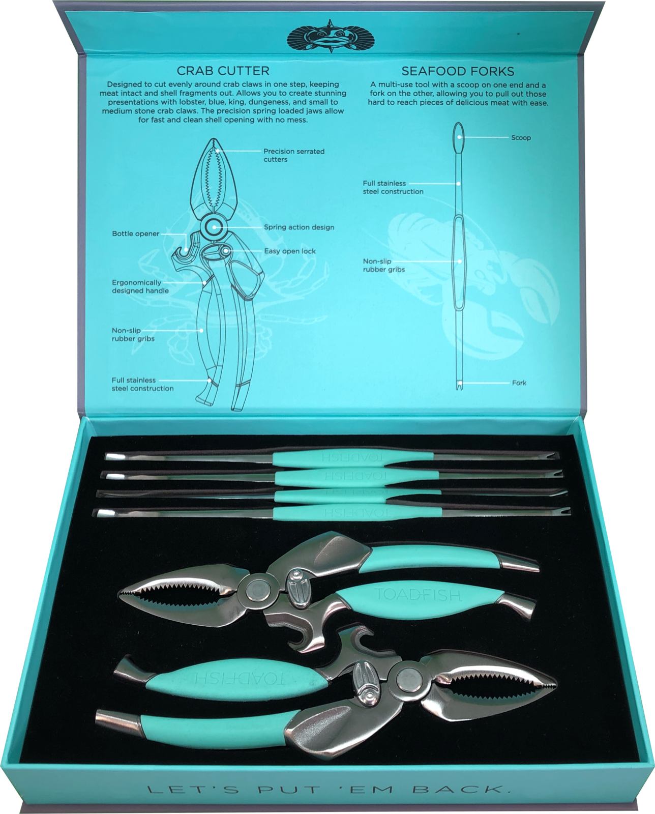 Toadfish Crab and Lobster Tool Set - Crab Cutter Cracker Tools & Seafood Forks-Otto's  Tackle World