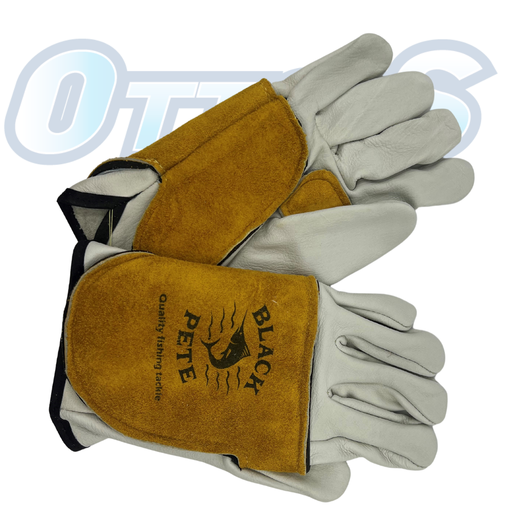 Black Pete Heavy Tackle Tracing Gloves Leather Pursuit of Giants-Otto's  Tackle World