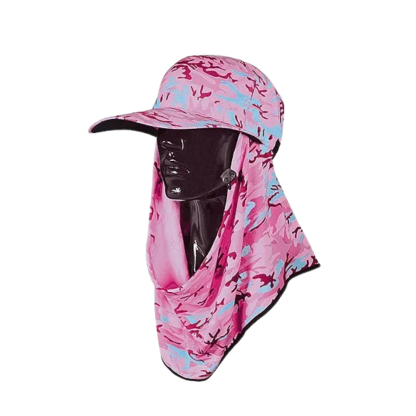 Sun Protection Adapt-A-Cap Hibiscus Pink Frillneck Style Hat