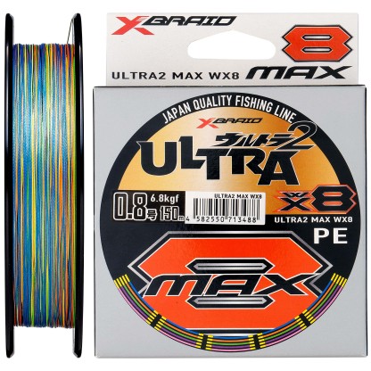 YGK X-BRAID ULTRA2 MAX WX8 BRAID LINE 150m MULTI