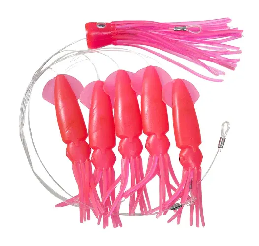 Buku Teaser + Daisy Chain 9" squid (5) with pusher #Lumo Pink