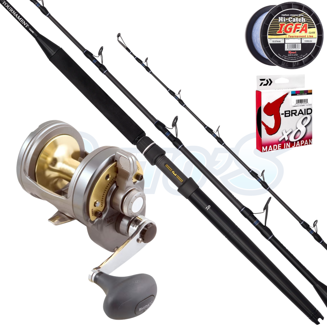 Shimano Daiwa 10-15kg Jbraid / Momoi Top shot Trolling and Live Baiting Combo