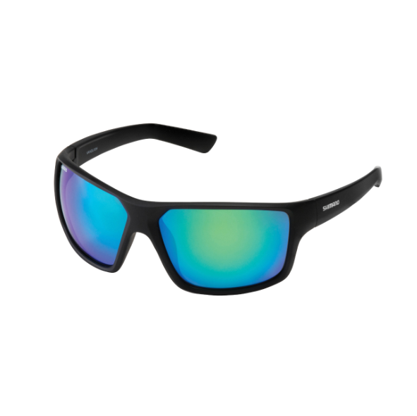 Shimano Conquest Polarised Sunglasses - Matte Black/Blue Mirror