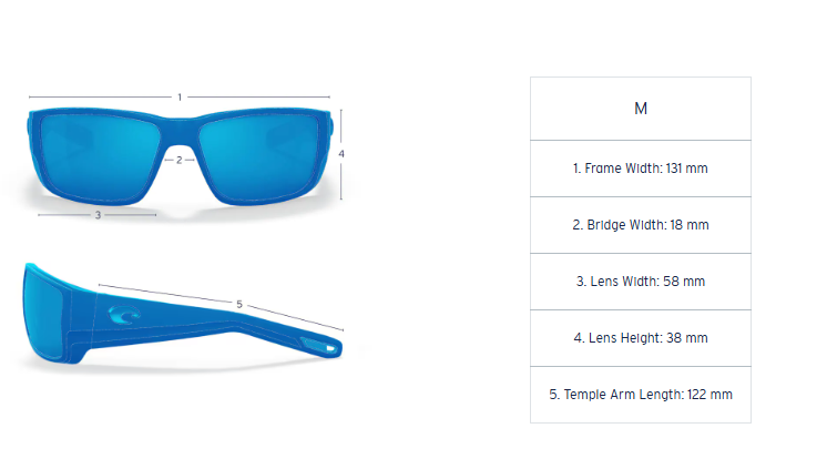 Costa WhiteTip Sunglasses Matte Grey, Blue Lens 580G